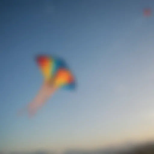 A vibrant light wind kite soaring in a clear blue sky, showcasing its unique design.