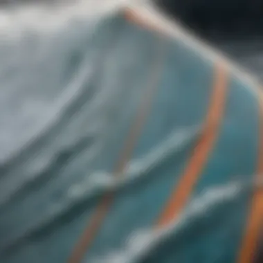 A close-up of the materials used in Wave Storm surf boards highlighting their durability and craftsmanship