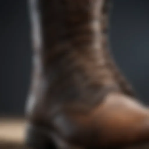 Close-up of Thirty Two lashed boots showcasing intricate design and craftsmanship