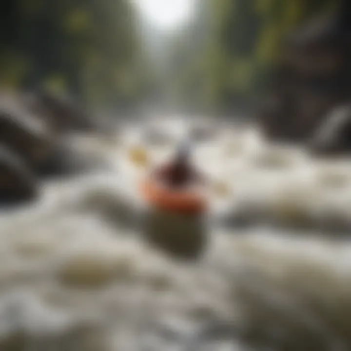 Kayakers navigating through challenging whitewater rapids