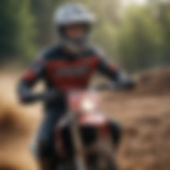 A motocross rider wearing a well-fitted helmet during a race, demonstrating safety and performance.