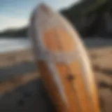 A handcrafted surfboard showcasing intricate designs