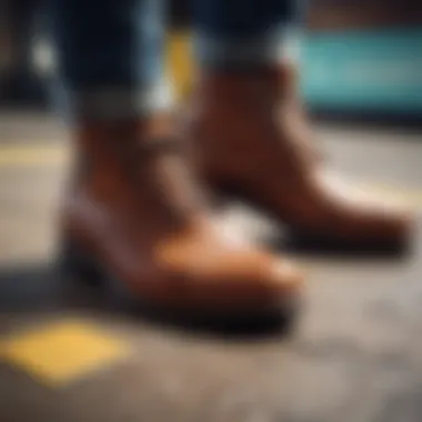 Detailed View of Retro Footwear Close-up of retro shoes highlighting unique textures and colors