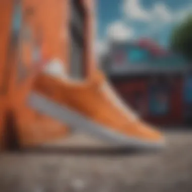 Cultural Significance of Nike Caballero Artistic representation of Nike Caballero shoes against a vibrant graffiti backdrop.