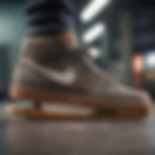 Close-up view of the Nike Caballero skate shoes showcasing its unique design features.