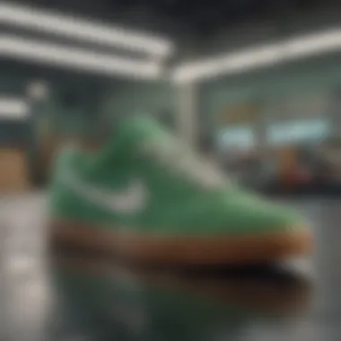 Styling Nike SB Green: Aesthetic Appeal in Streetwear A fashion influencer styling the Nike SB Green sneakers with streetwear, highlighting their aesthetic appeal.