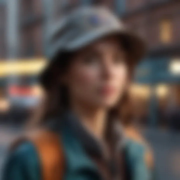 Urban setting with the Patagonia Brim Hat as a fashion statement
