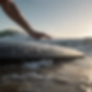 Close-up of a boogie board demonstrating hydrodynamic shapes