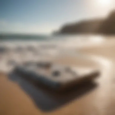 An environmentally friendly boogie board on the beach