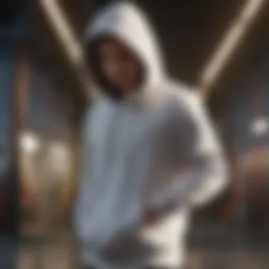 Athlete in Action: The Hoodie in Extreme Sports Dynamic athlete showcasing a stylish hoodie with white strings during a thrilling skateboarding session.