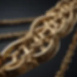 Close-up of intricate gold chain craftsmanship