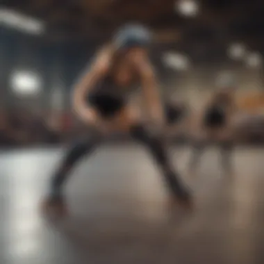 A dynamic group of skaters participating in a roller derby match, capturing the intensity of the sport.