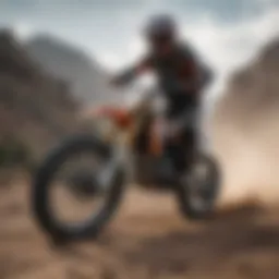 Dynamic ebike motocross action in rugged terrain