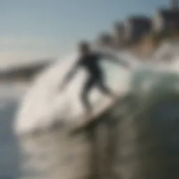 A surfer riding a wave in the Rockaways