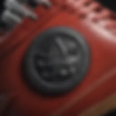 Close-up of the Trefoil logo on modern athletic shoes