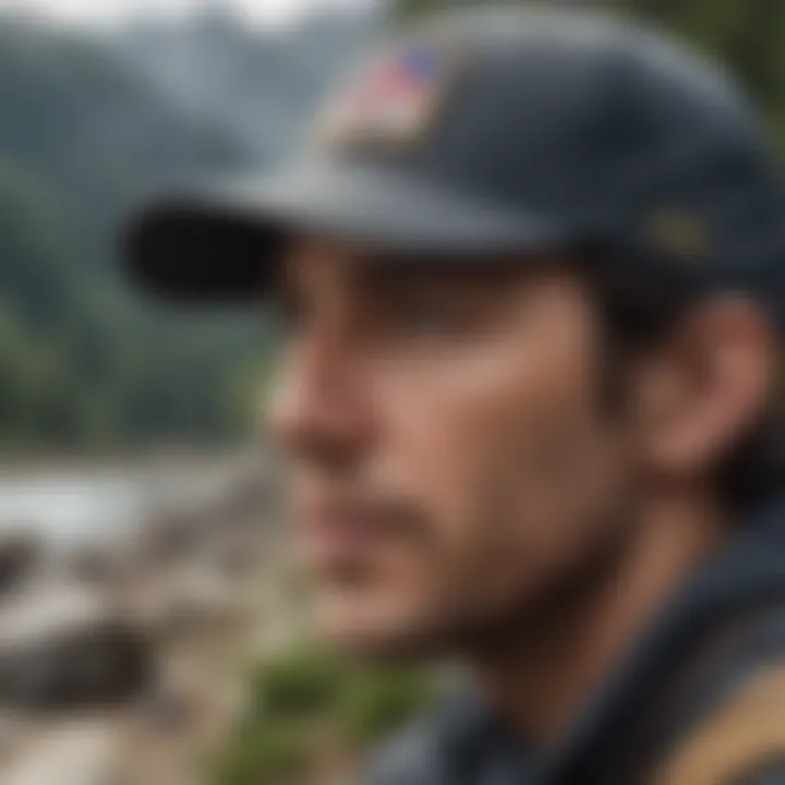 A group of outdoor enthusiasts wearing Upper Left USA hats at a scenic location.