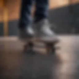 Close-up of DC Shoes on a skateboarder