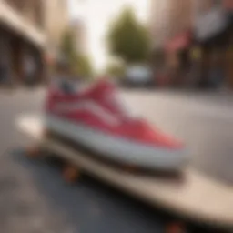 Vans footwear designed for skateboarding on a vibrant urban street
