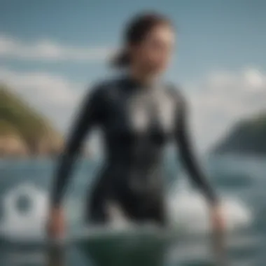 Athlete performing in the ocean wearing a 0.5 mm wetsuit top.