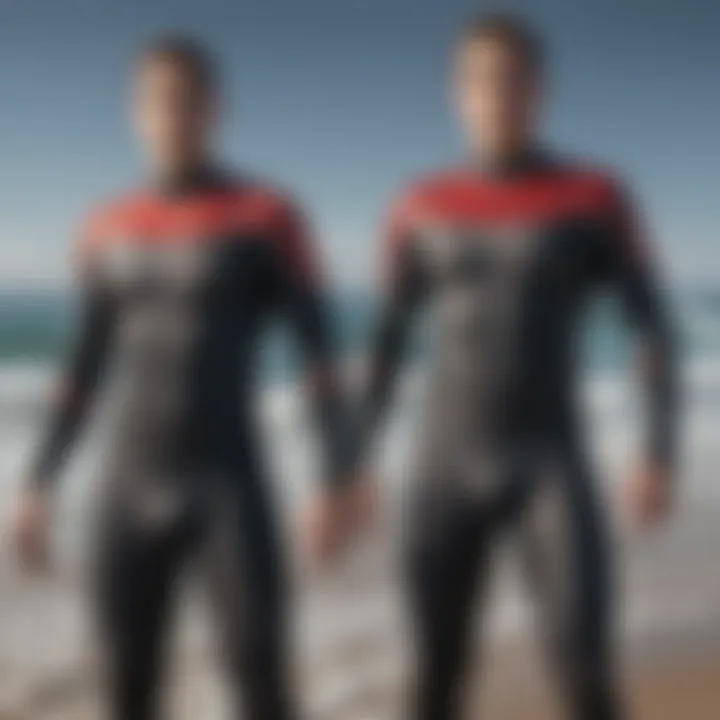 Visual comparison of various wetsuit top designs and their features.