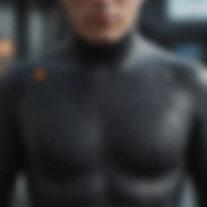 Close-up of 0.5 mm wetsuit top showcasing material texture and stitching.