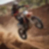 Dirt bike soaring through the air off a freestyle ramp