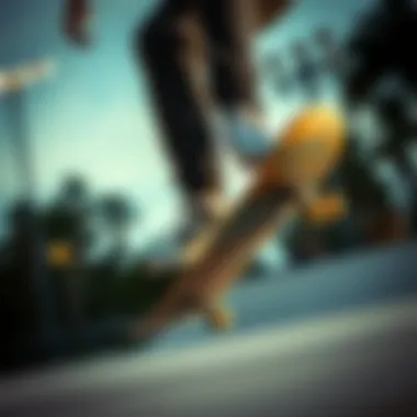 Skateboarding with Style A skateboarder performing tricks while wearing branded skate shoes