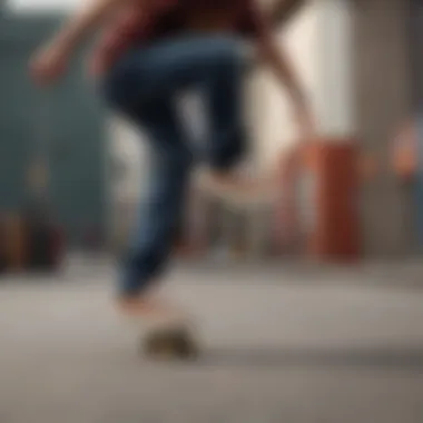 An action shot of a skateboarder performing a trick while wearing slip-on shoes, demonstrating performance in action.