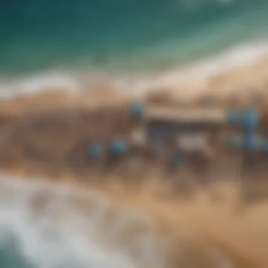 A bird's eye view of a vibrant beach filled with enthusiastic spectators.