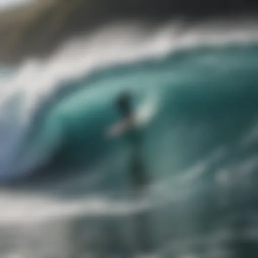 Spectacular view of surfers riding waves during a live competition.