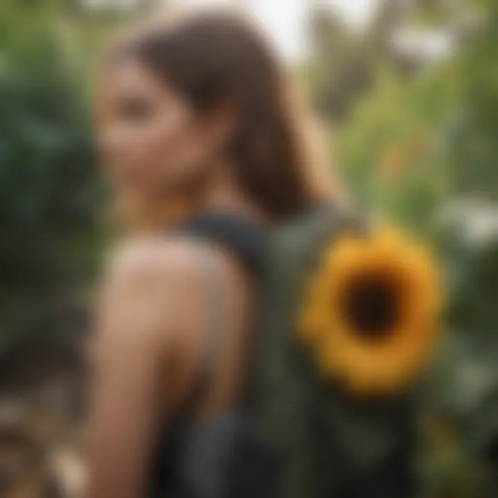 Active individuals using Tilly's Sunflower Backpack while engaging in extreme sports.