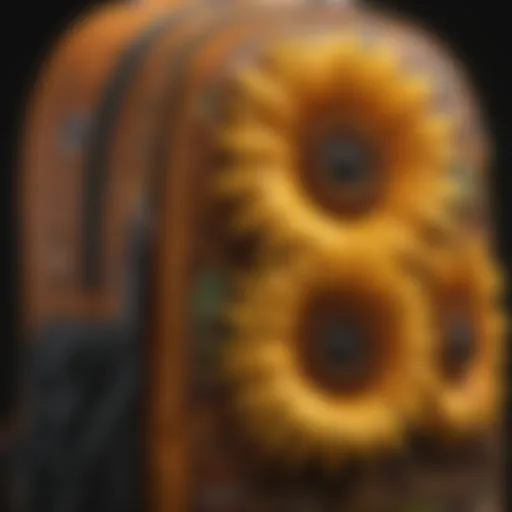 Close-up of Tilly's Sunflower Backpack showcasing its intricate design and vibrant color.