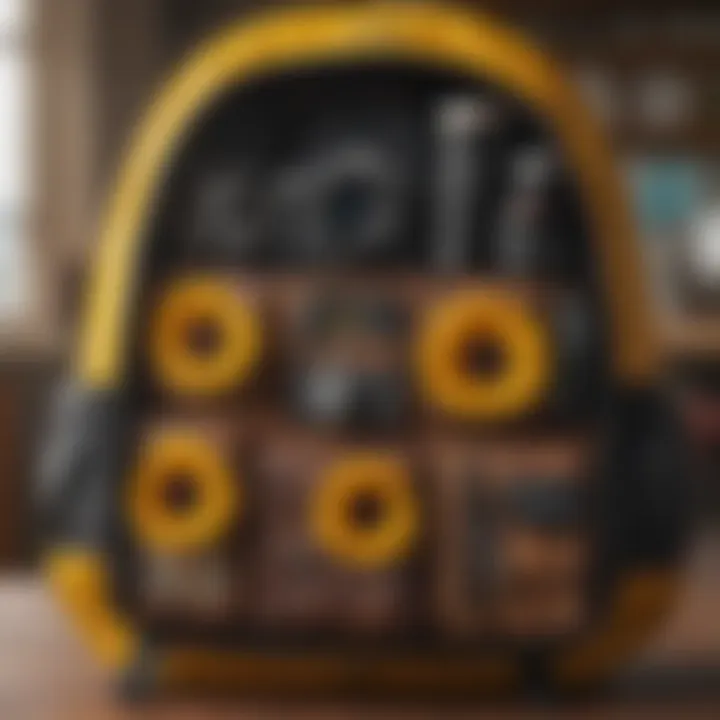 Inside view of Tilly's Sunflower Backpack illustrating spacious compartments and organization.