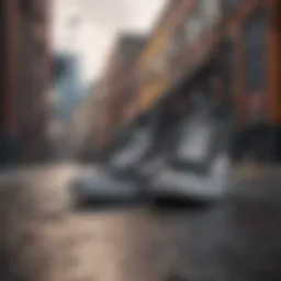 Vans checkered boots displayed in an urban setting, showcasing their iconic design