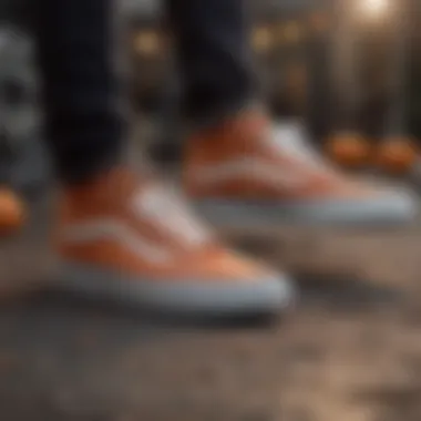 Showcasing Vans Halloween Shoes Outdoors Person showcasing Vans Halloween shoes in an outdoor setting