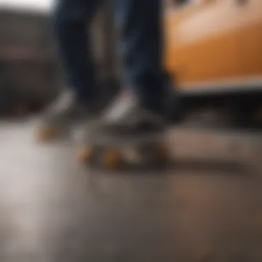 Dynamic skateboarding scene showcasing Vans shoes in action