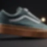 Close-up view of the Vans Old Skool gum bottom showcasing texture and design