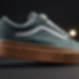 Close-up view of the Vans Old Skool gum bottom showcasing texture and design