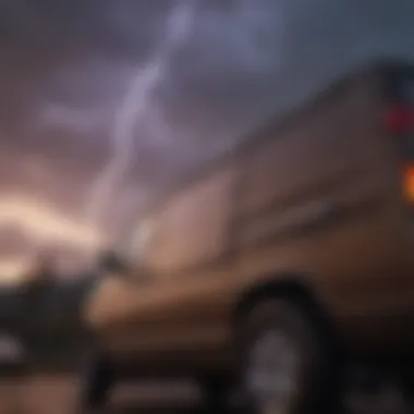 Close-up of lightning bolt detail on a stylish van