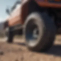 Close-up view of a Vegas Baja truck showcasing its robust suspension system