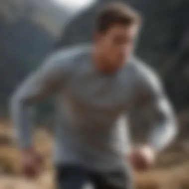 Athlete wearing grey long sleeve shirt during outdoor activity