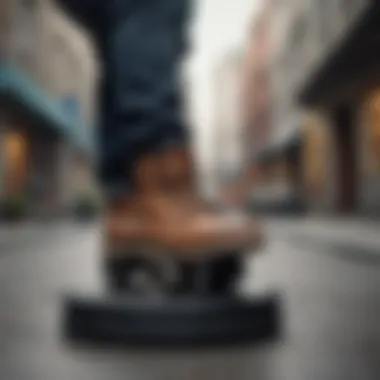 Wheely Shoes in Action An action shot of an individual using wheely shoes in a dynamic urban environment.