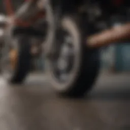 A close-up view of a pair of wheely shoes showcasing their innovative design and wheel mechanism.