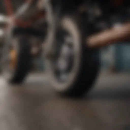 A close-up view of a pair of wheely shoes showcasing their innovative design and wheel mechanism.