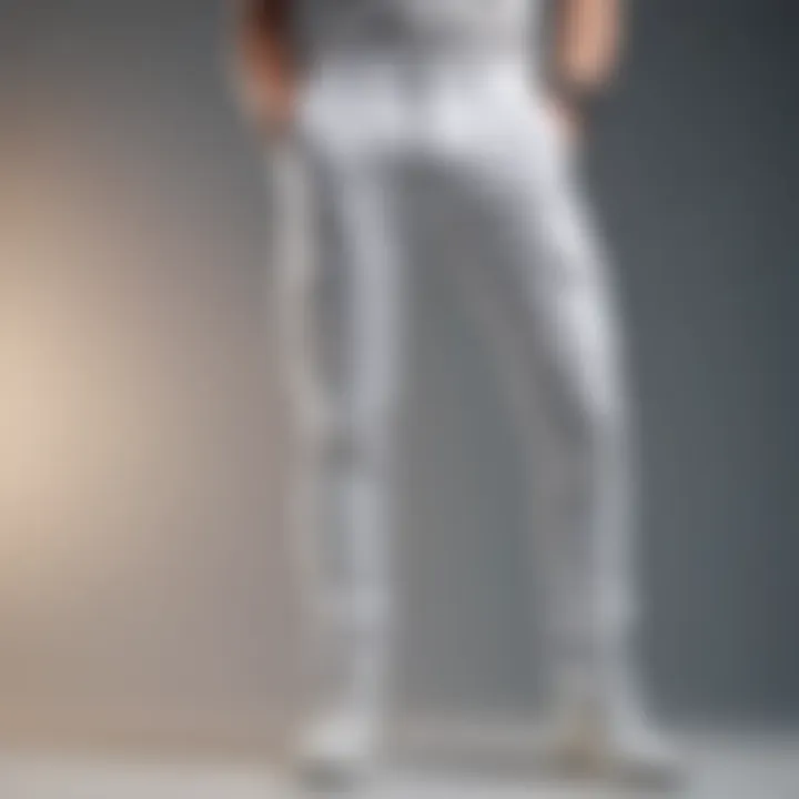 Stylish white cargo pants displayed on a mannequin against a contemporary backdrop