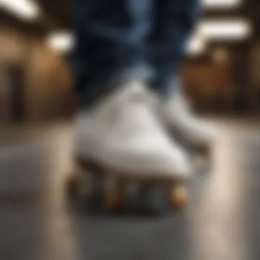 Close-up of skate shoe soles emphasizing grip technology