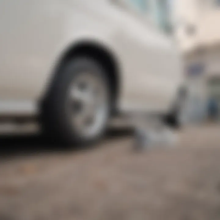 Close-up of the checkered sole of a white van, highlighting its unique design.