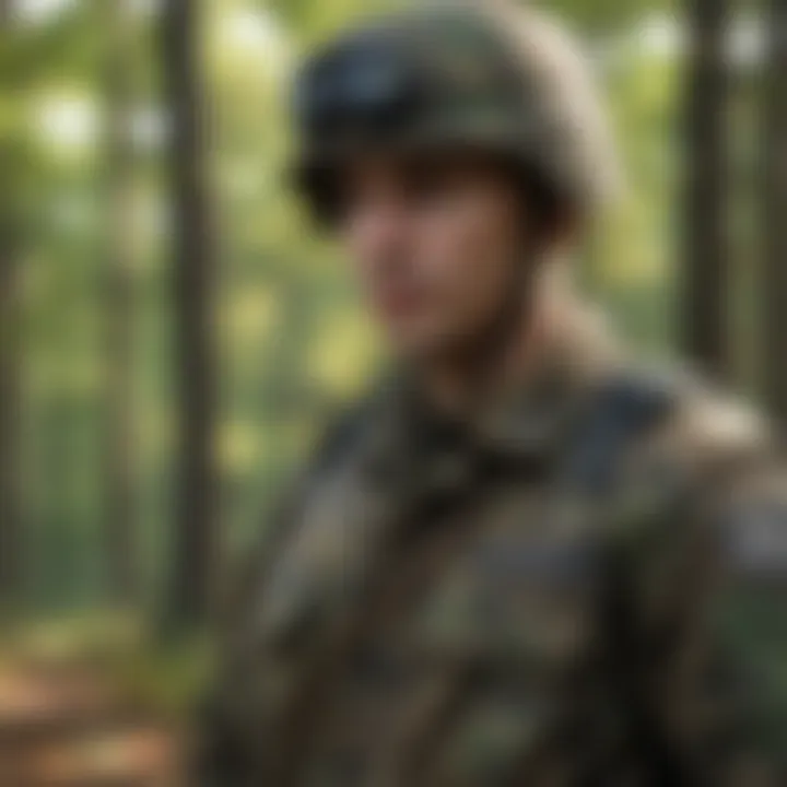 Historical context displaying various military uniforms featuring Woodland Camo