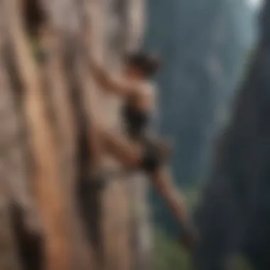 An aerial perspective of a thrilling rock climbing ascent