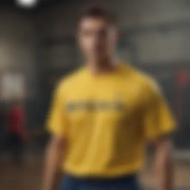 Visual representation of the cultural significance of the yellow Reebok shirt in extreme sports.